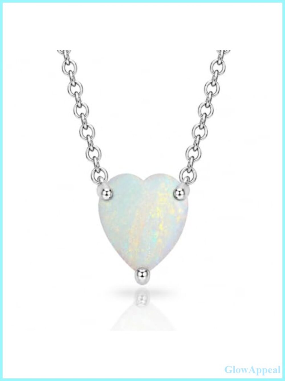 Sterling Silver White Opal Heart Choker Necklace 13in Dainty Layered